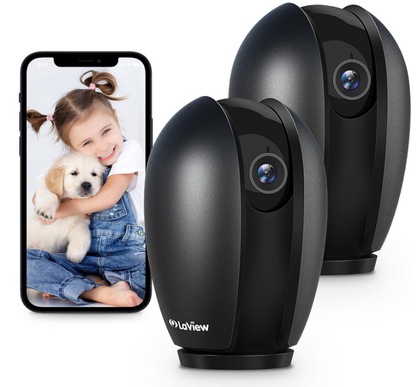 Baby Monitor with Phone App (2 Pack), 1080P Wifi Pet Camera Indoor, 360° Home Security Camera with Motion & Sound Detection, Two-Way Audio, Night Vision, Local & Cloud Storage, Works with Alexa