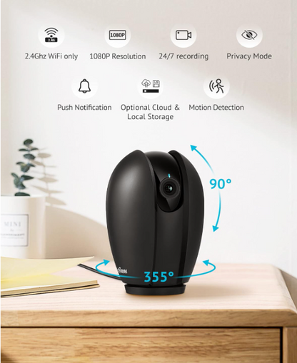 Baby Monitor with Phone App (2 Pack), 1080P Wifi Pet Camera Indoor, 360° Home Security Camera with Motion & Sound Detection, Two-Way Audio, Night Vision, Local & Cloud Storage, Works with Alexa
