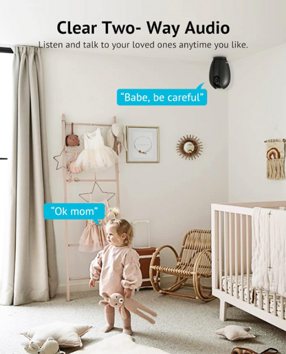 Baby Monitor with Phone App (2 Pack), 1080P Wifi Pet Camera Indoor, 360° Home Security Camera with Motion & Sound Detection, Two-Way Audio, Night Vision, Local & Cloud Storage, Works with Alexa