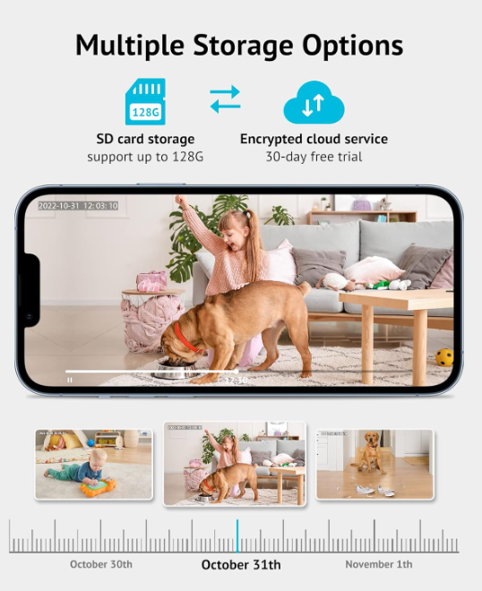 Baby Monitor with Phone App (2 Pack), 1080P Wifi Pet Camera Indoor, 360° Home Security Camera with Motion & Sound Detection, Two-Way Audio, Night Vision, Local & Cloud Storage, Works with Alexa
