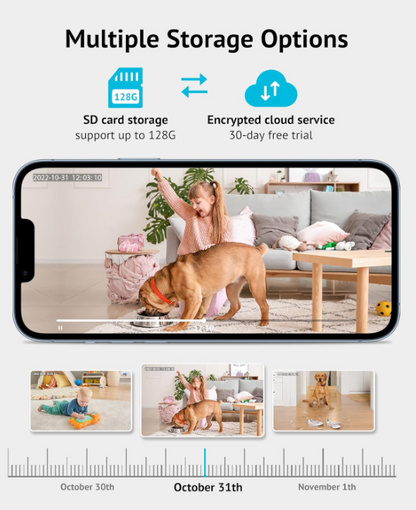 Baby Monitor with Phone App (2 Pack), 1080P Wifi Pet Camera Indoor, 360° Home Security Camera with Motion & Sound Detection, Two-Way Audio, Night Vision, Local & Cloud Storage, Works with Alexa